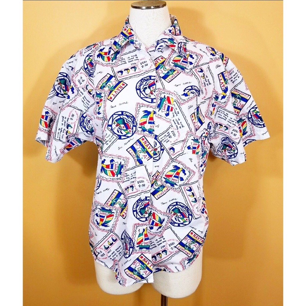 Vintage Huntington Ridge Nautical Button Up Shirt